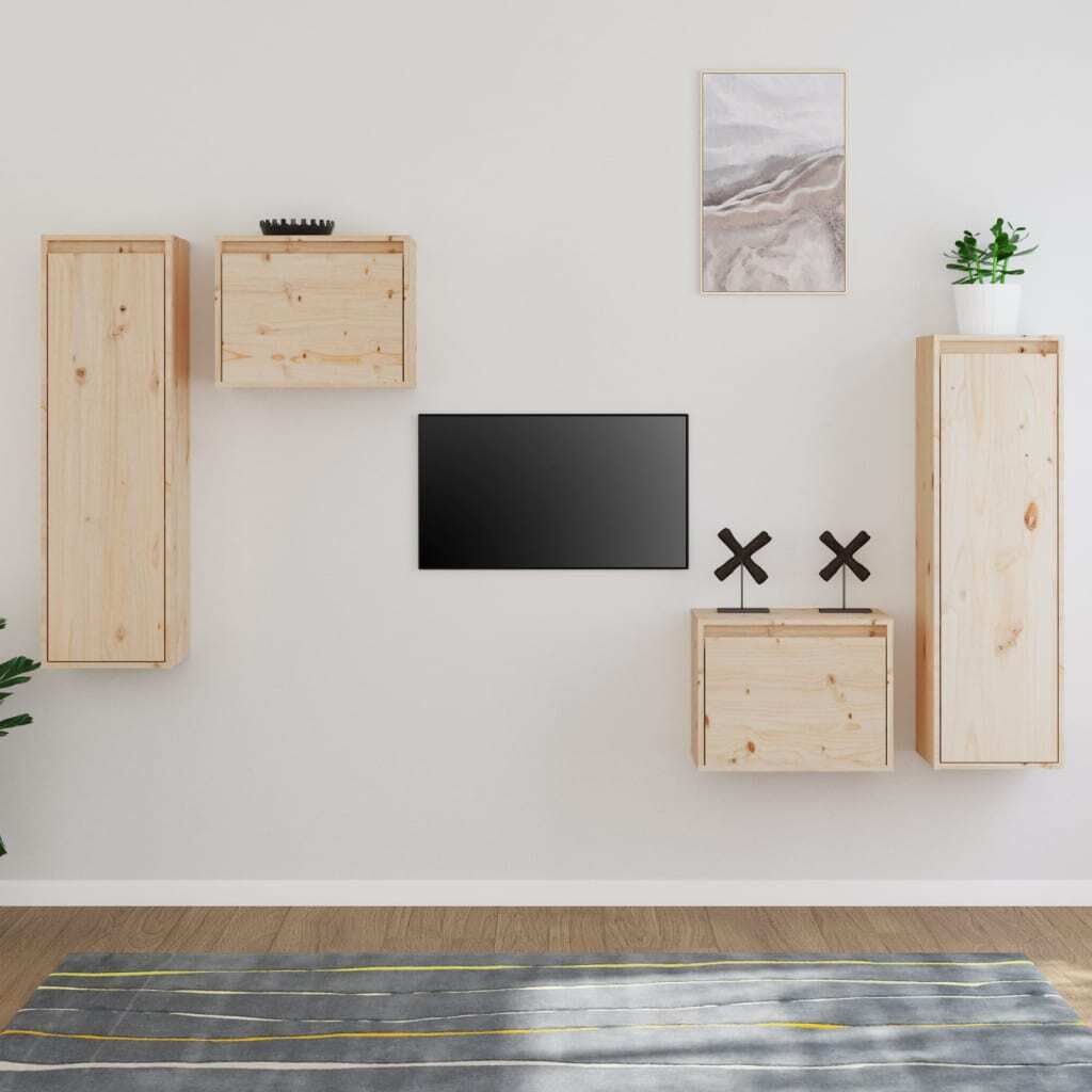 Airdrie TV Cabinets 4 pcs Solid Wood Pine Airdrie TV Cabinets 4 pcs Solid Wood Pine