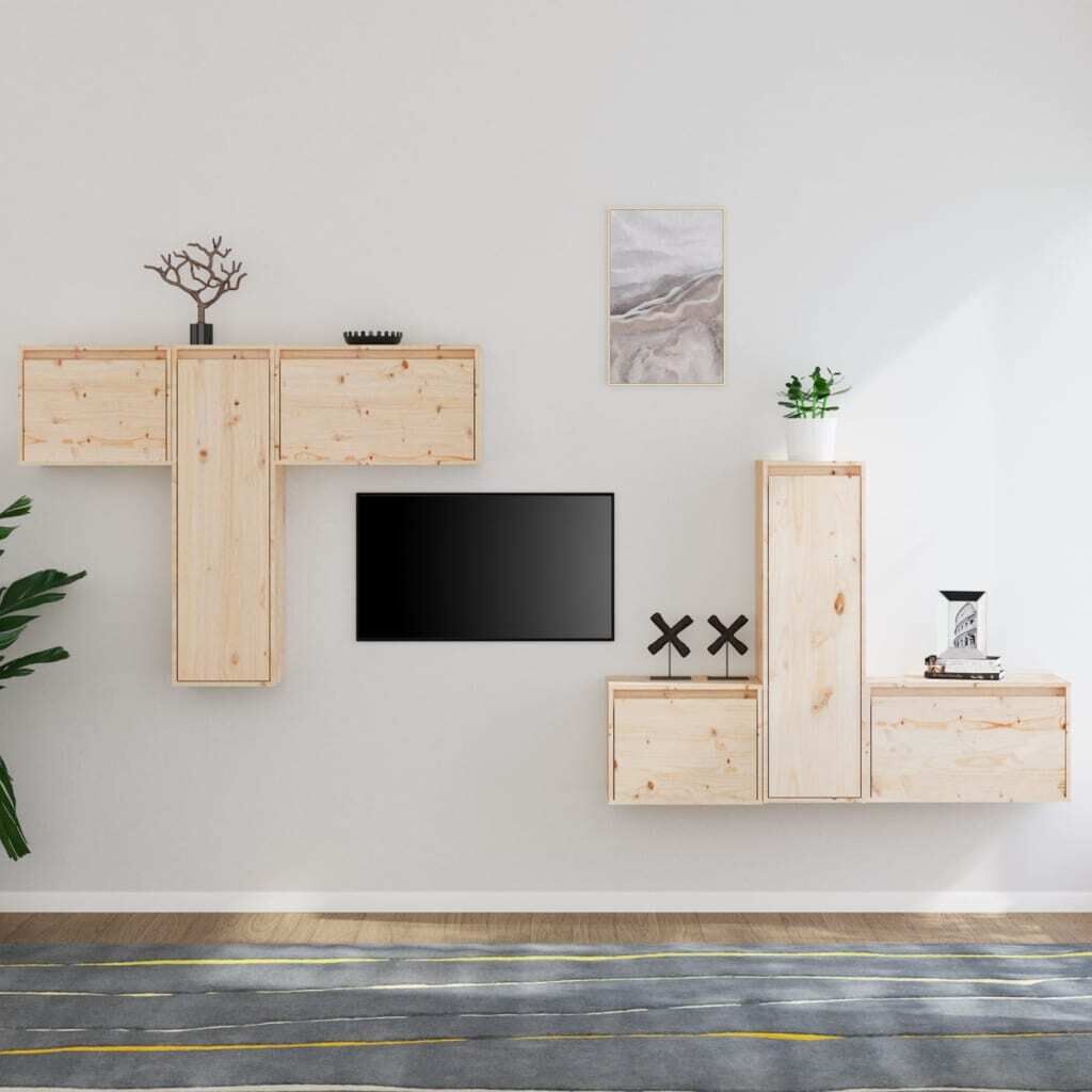 Calverton TV Cabinets 6 pcs Solid Wood Pine Calverton TV Cabinets 6 pcs Solid Wood Pine