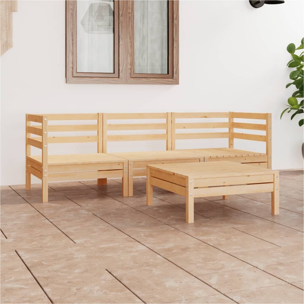 4 Piece Garden Lounge Set Solid Wood Pine 4 Piece Garden Lounge Set Solid Wood Pine