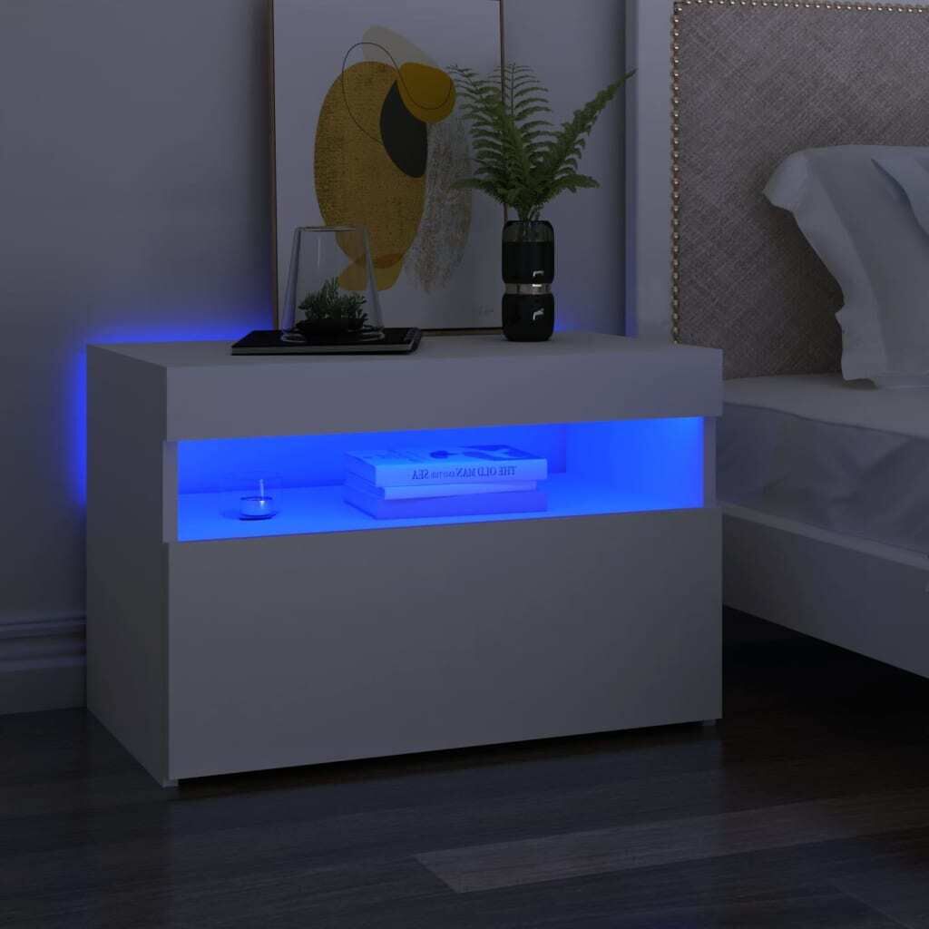 Northampton Bedside Cabinet & LED Lights 60x35x40 cm Engineered Wood Northampton Bedside Cabinet & LED Lights 60x35x40 cm Engineered Wood
