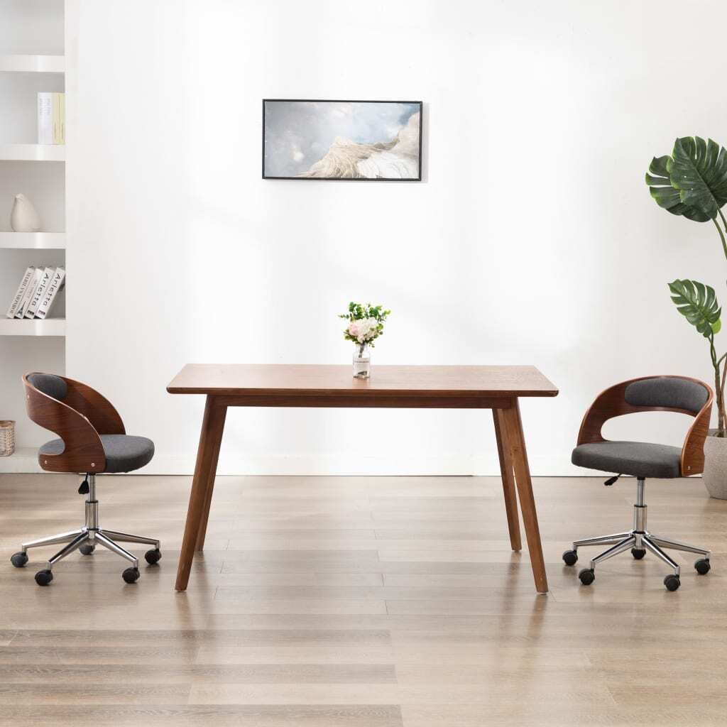 Swivel Dining Chair Grey Bent Wood and Fabric Swivel Dining Chair Grey Bent Wood and Fabric