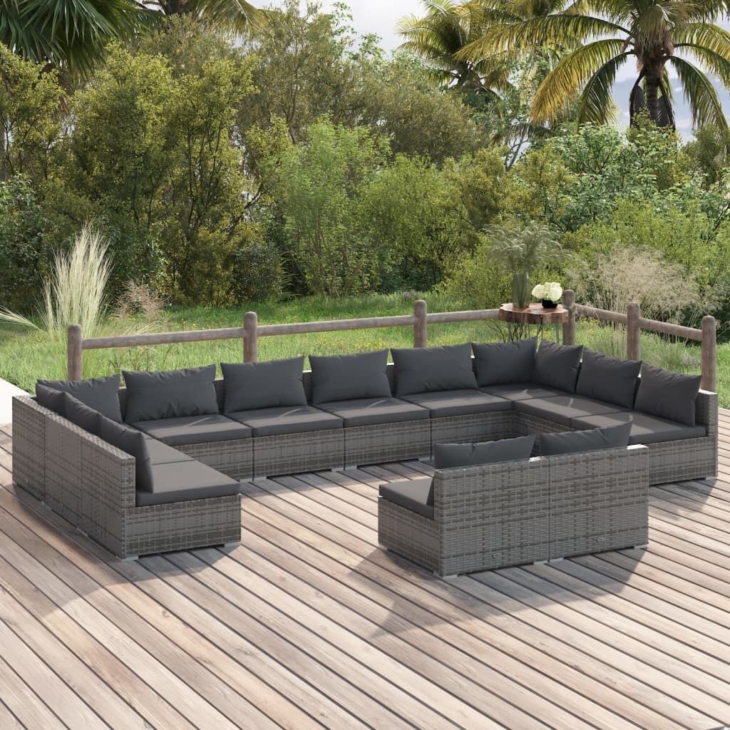 Garden Lounge Set with Cushions Grey Poly Rattan Garden Lounge Set with Cushions Grey Poly Rattan