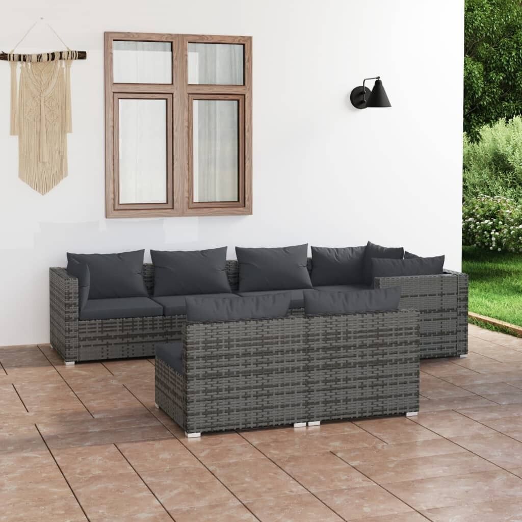 Garden Lounge Set with Cushions Grey Poly Rattan Garden Lounge Set with Cushions Grey Poly Rattan
