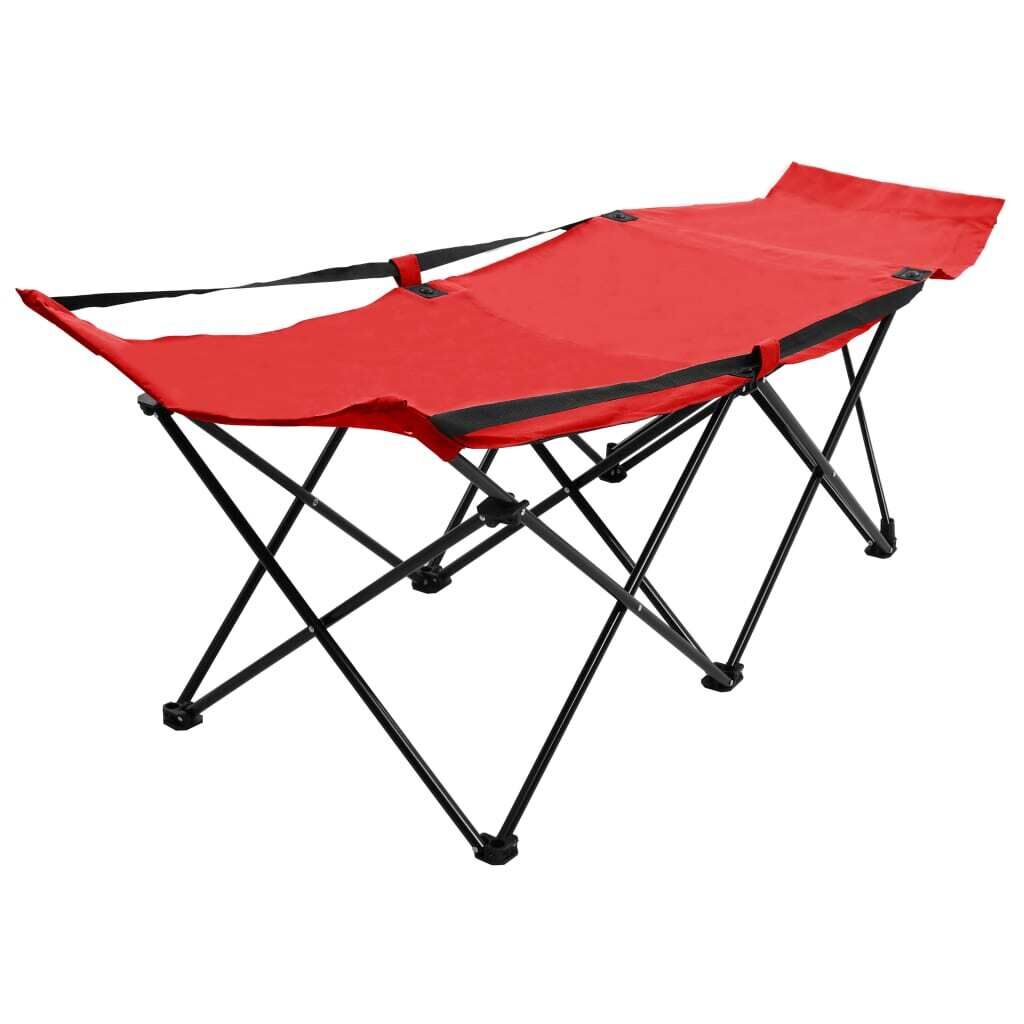 Folding Sun Lounger Red Steel Folding Sun Lounger Red Steel