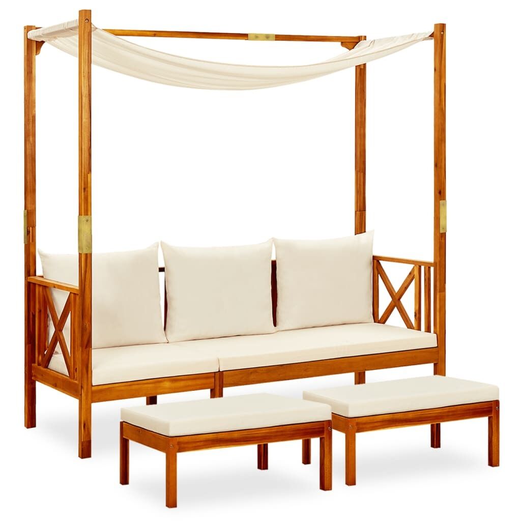 Garden Bench with Canopy and Footrests Solid Acacia Wood Garden Bench with Canopy and Footrests Solid Acacia Wood