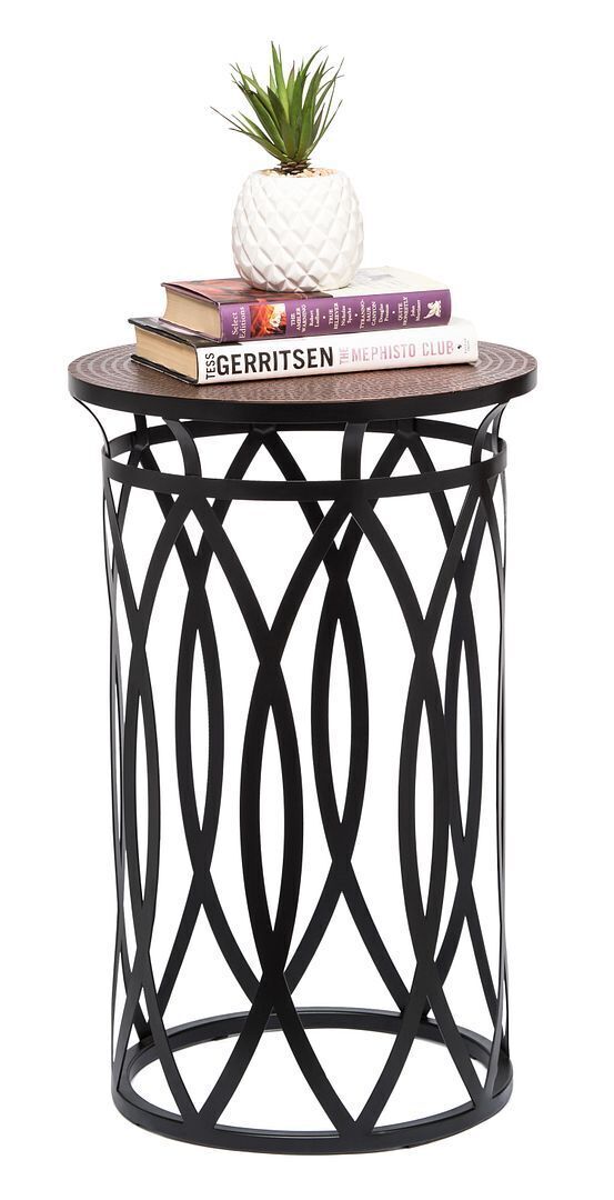 Elon Black Round Iron Side Table with Cross Legs and Top Elon Black Round Iron Side Table with Cross Legs and Top