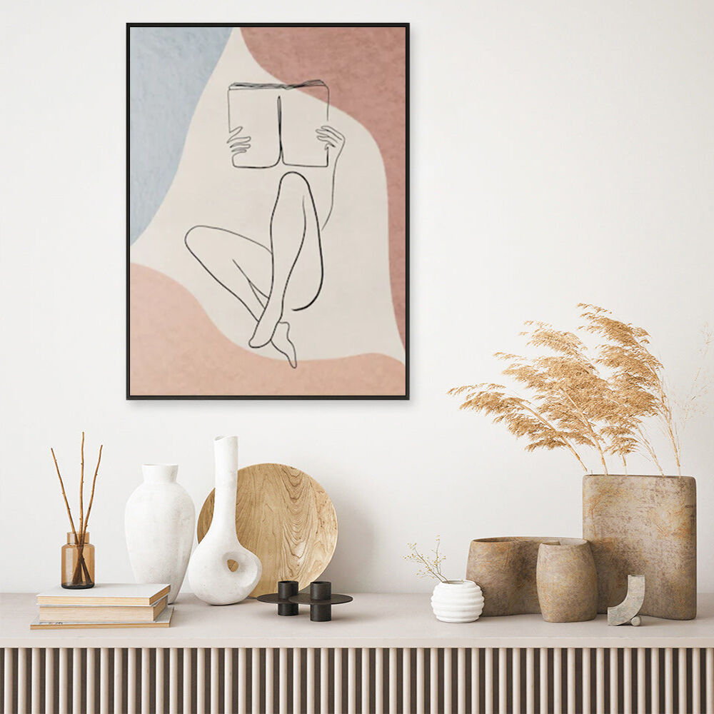 Woman Reading Book Black Frame Canvas Wall Art Woman Reading Book Black Frame Canvas Wall Art
