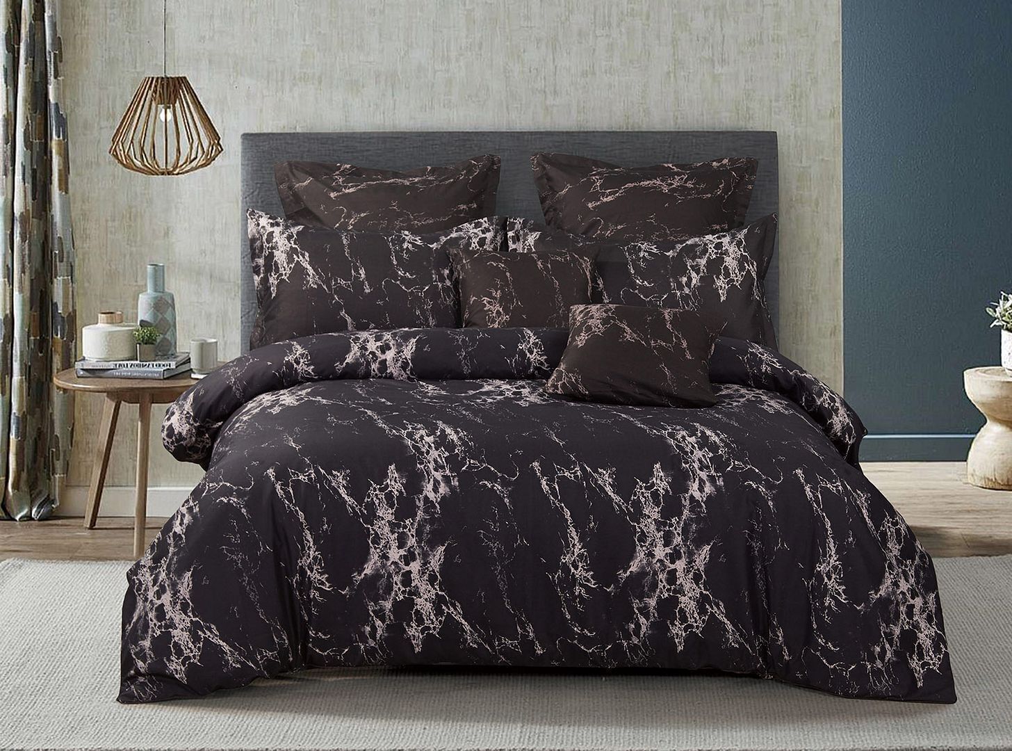 Black Marble Duvet Doona Quilt Cover Set Black Marble Duvet Doona Quilt Cover Set