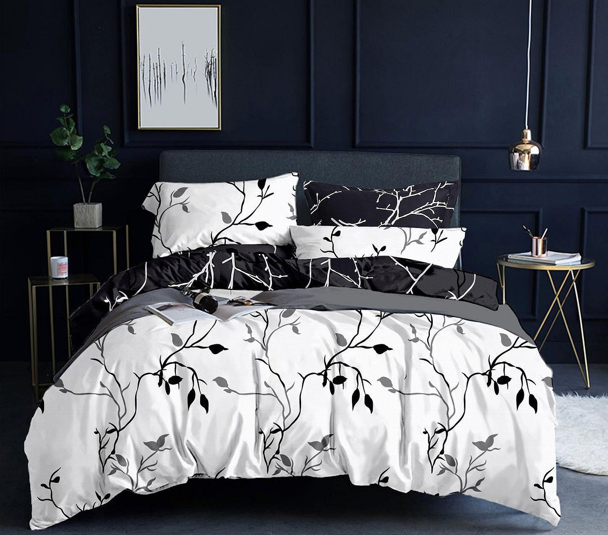 Tree Reversible White Duvet Doona Quilt Cover Set Tree Reversible White Duvet Doona Quilt Cover Set