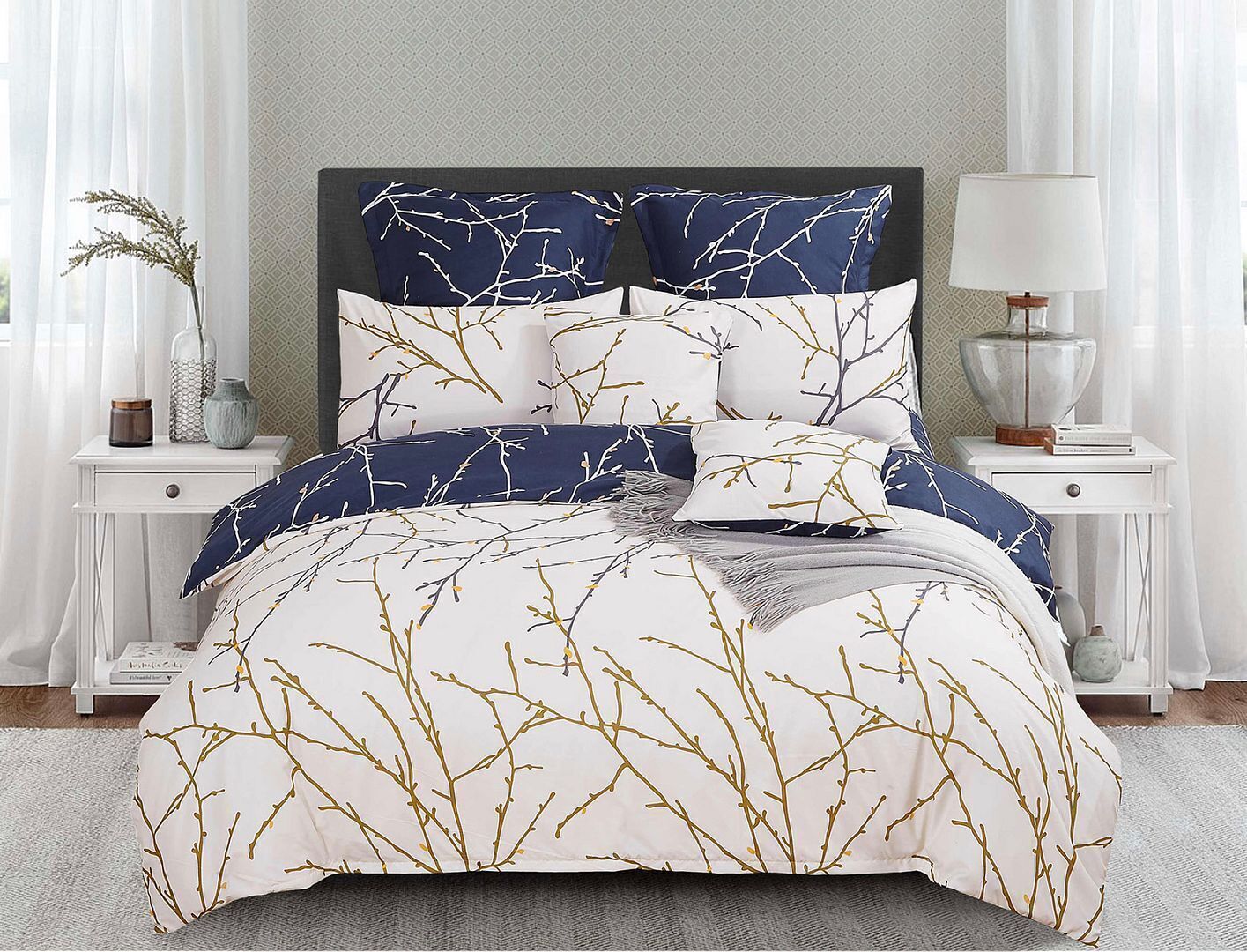 Tree Reversible Double SizeQuilt/Duvet Cover Set - Beige Tree Reversible Double SizeQuilt/Duvet Cover Set - Beige