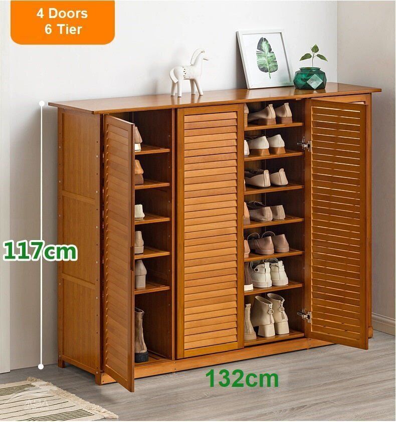 4 Doors 6 Tier Bamboo Large Capacity Storage Hallway Shelf Shoe Rack Cabinet 4 Doors 6 Tier Bamboo Large Capacity Storage Hallway Shelf Shoe Rack Cabinet