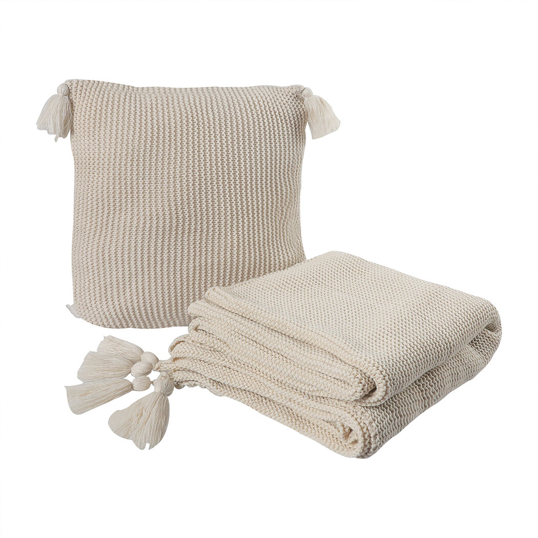 Knitting Throw Blanket Cushion Set Pillow Tassel Fringe Sofa Bed Knitting Throw Blanket Cushion Set Pillow Tassel Fringe Sofa Bed