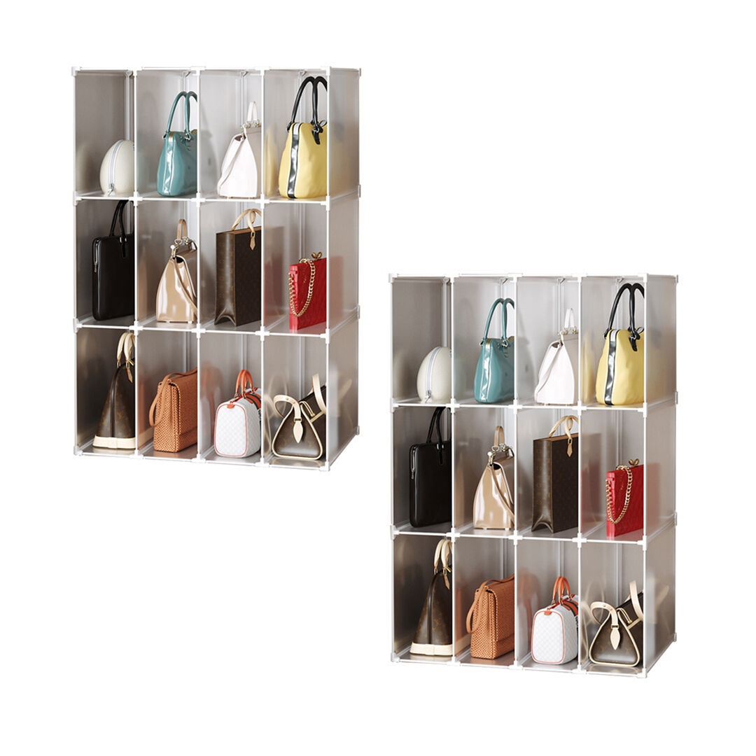 3 Tier Multifunctional PP Plastic Bag Box Portable Cubby DIY Storage Shelves Stackable Handbag Purse Organiser 3 Tier Multifunctional PP Plastic Bag Box Portable Cubby DIY Storage Shelves Stackable Handbag Purse Organiser