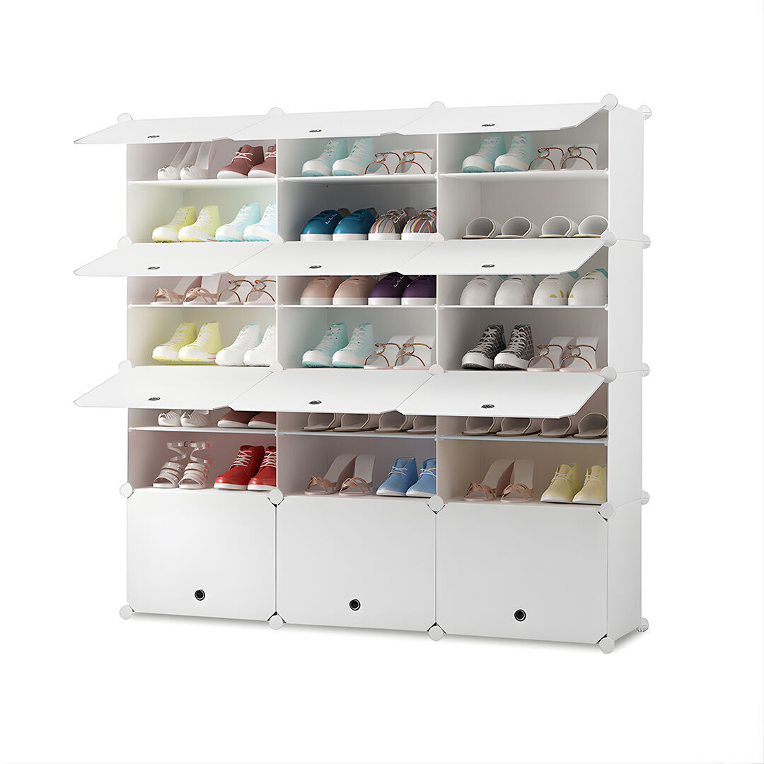 3 Column White Shoe Rack Organizer Sneaker Footwear Storage Stackable Stand Cabinet Portable Wardrobe with Cover 3 Column White Shoe Rack Organizer Sneaker Footwear Storage Stackable Stand Cabinet Portable Wardrobe with Cover