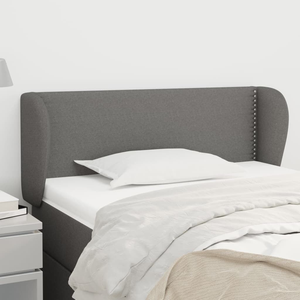Headboard with Ears Dark Grey Fabric Headboard with Ears Dark Grey Fabric