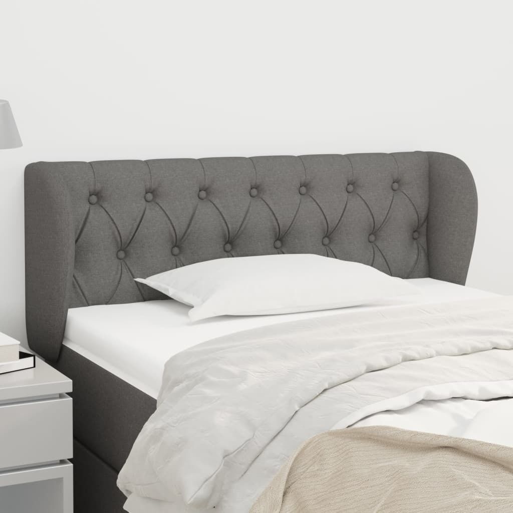 Headboard with Ears Dark Grey Fabric Headboard with Ears Dark Grey Fabric