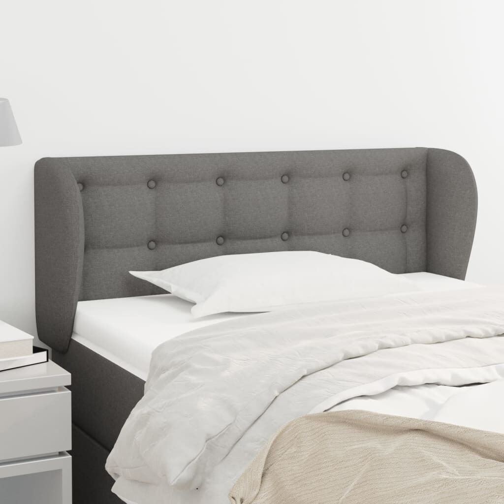 Headboard with Ears Dark Grey Fabric Headboard with Ears Dark Grey Fabric