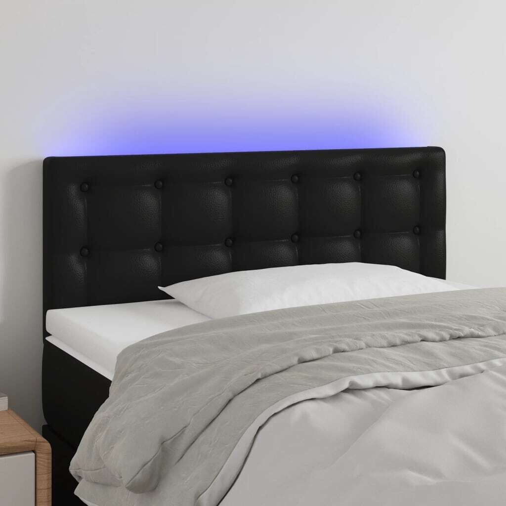 LED Headboard Black Faux Leather LED Headboard Black Faux Leather