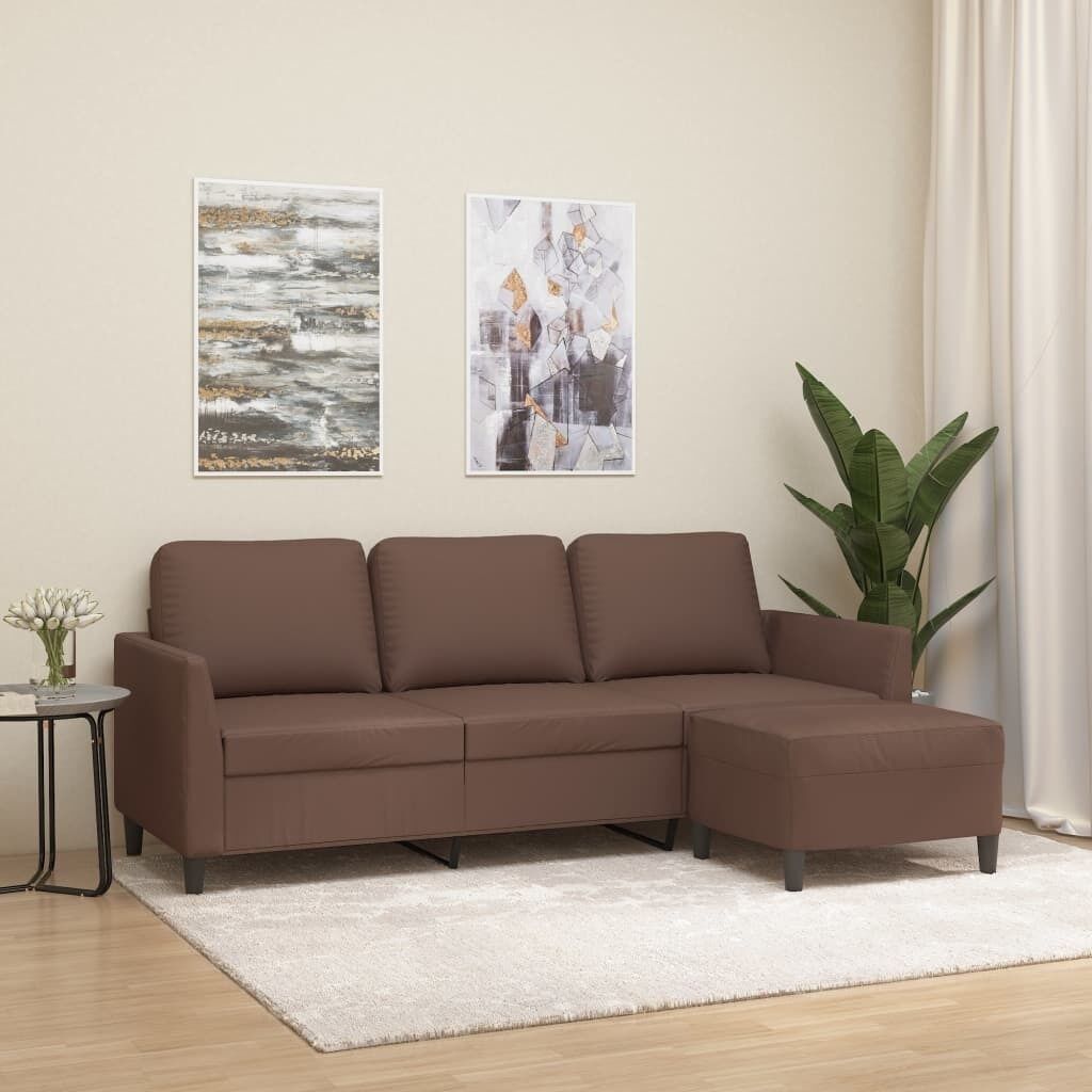Shakopee 3-Seater Sofa with Footstool 180 cm Faux Leather Shakopee 3-Seater Sofa with Footstool 180 cm Faux Leather