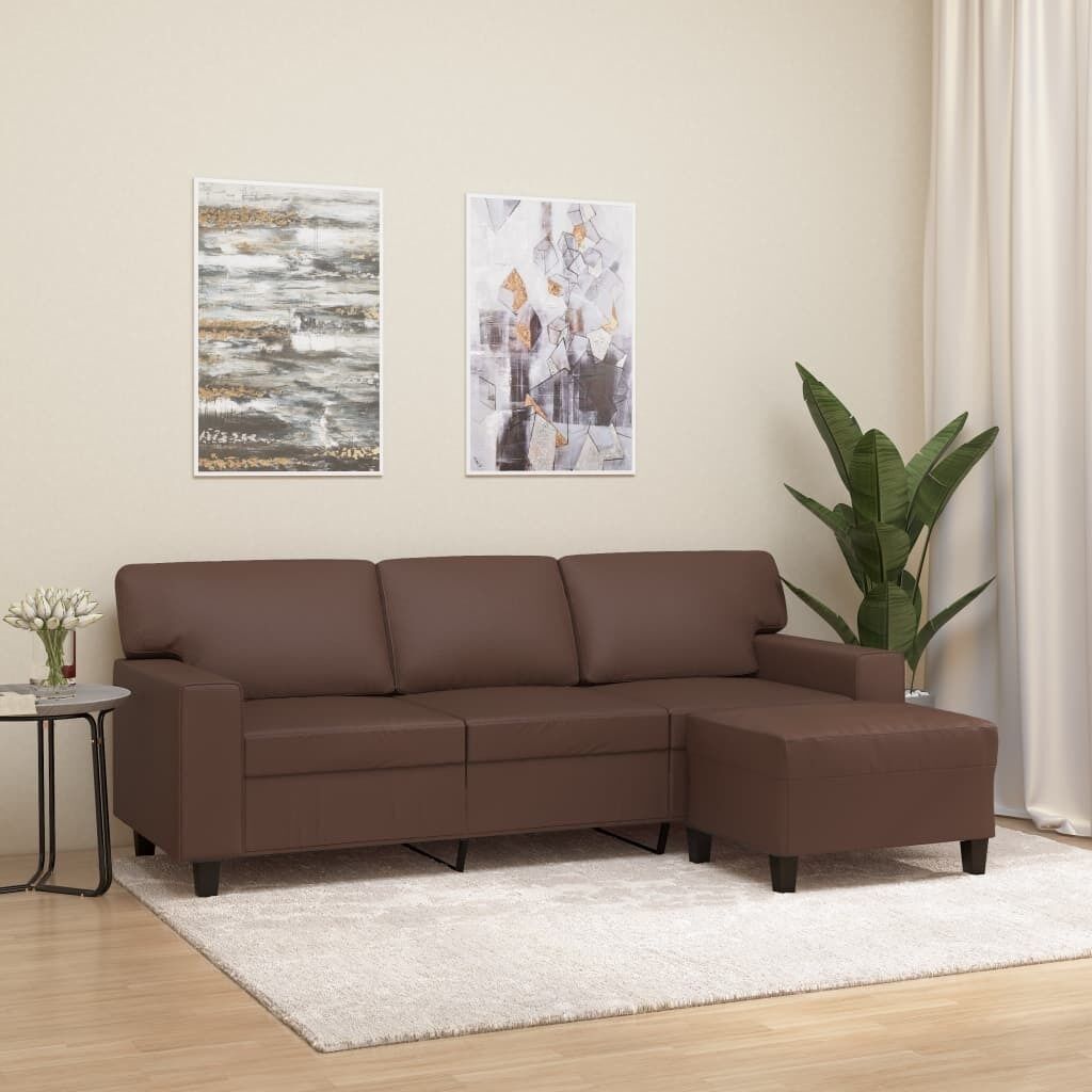Southington 3-Seater Sofa with Footstool 180 cm Faux Leather Southington 3-Seater Sofa with Footstool 180 cm Faux Leather