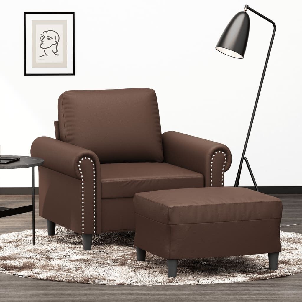 Sedona Sofa Chair with Footstool Faux Leather Sedona Sofa Chair with Footstool Faux Leather
