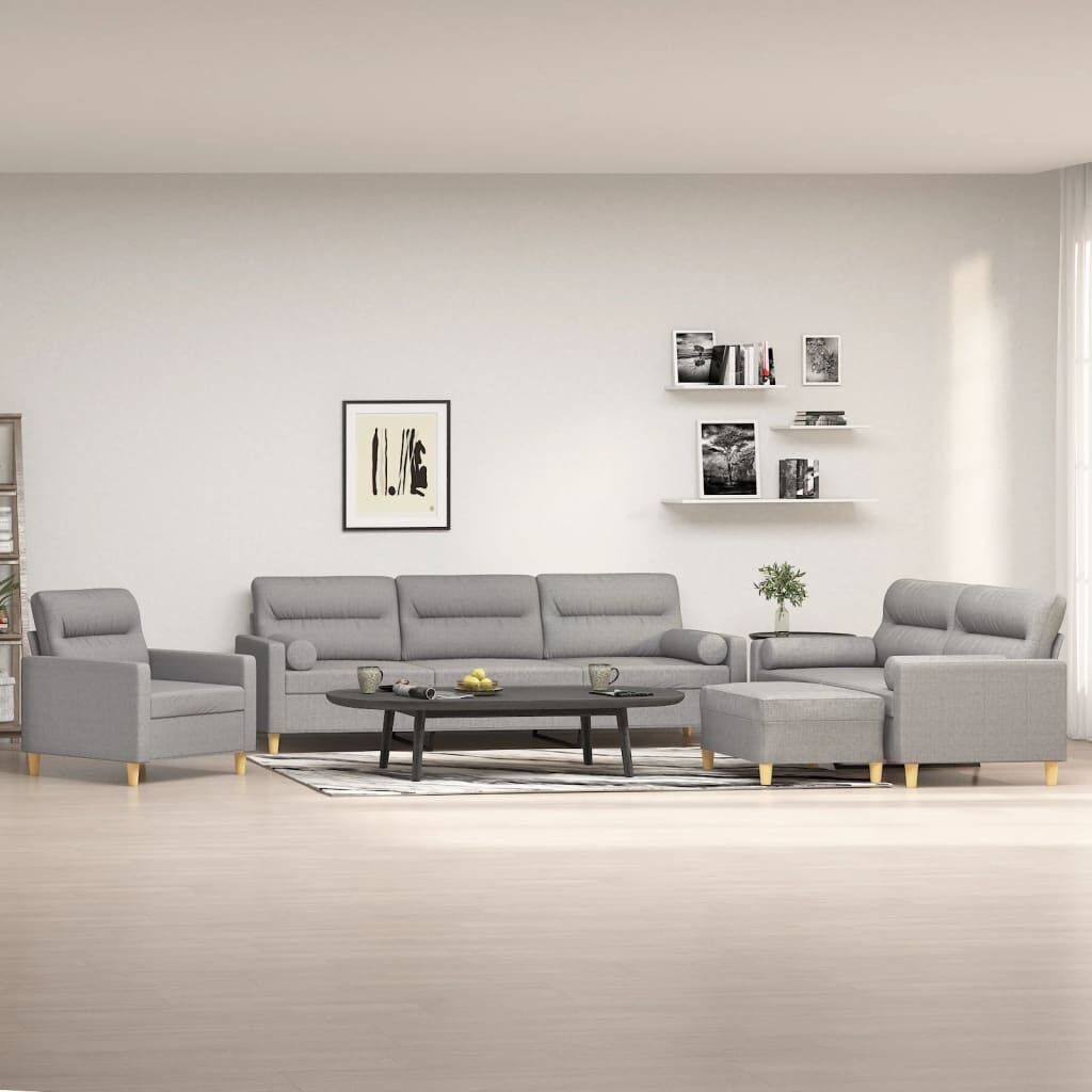 Evesham 4 Piece Sofa Set with Throw Pillows&Cushions Fabric Evesham 4 Piece Sofa Set with Throw Pillows&Cushions Fabric