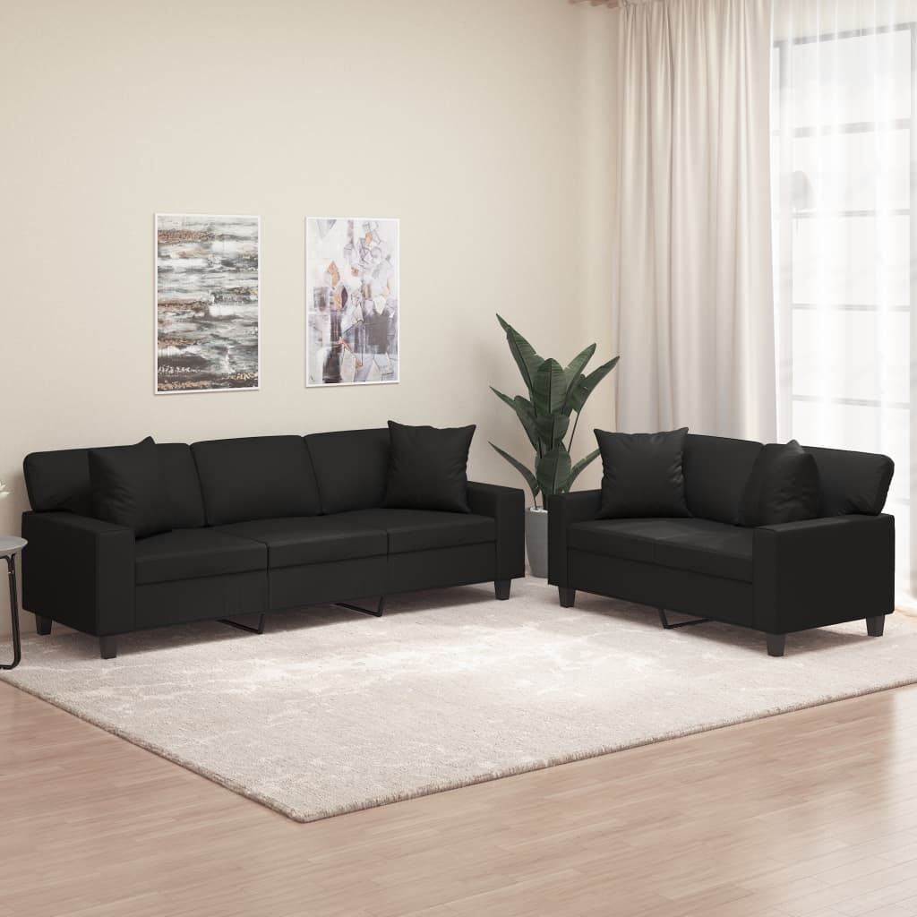 Gravesend Sofa Set with Pillows&Cushions Faux Leather Gravesend Sofa Set with Pillows&Cushions Faux Leather
