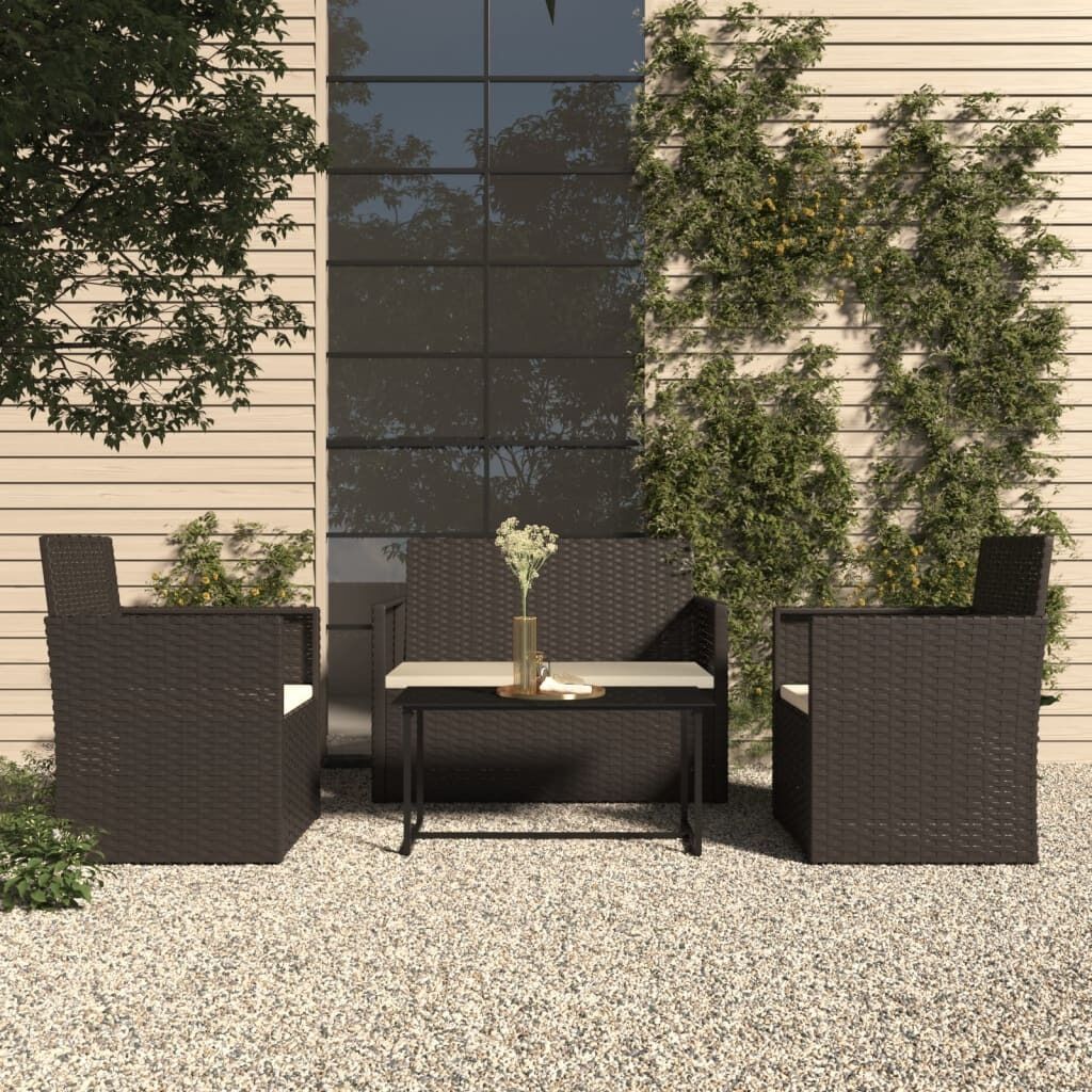 4 Piece Outdoor Lounge Set with Cushions Poly Rattan 4 Piece Outdoor Lounge Set with Cushions Poly Rattan