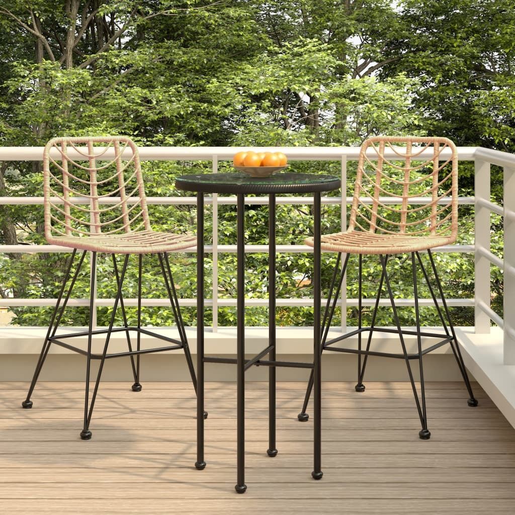 Bar Stools 2 pcs 45x56x103.5 cm PE Rattan and Steel Bar Stools 2 pcs 45x56x103.5 cm PE Rattan and Steel