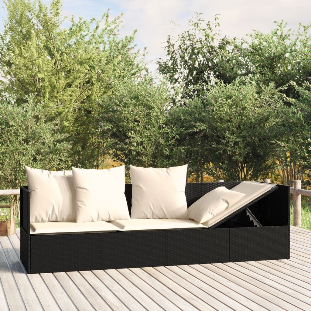 Outdoor Lounge Bed with Cushions Poly Rattan Outdoor Lounge Bed with Cushions Poly Rattan