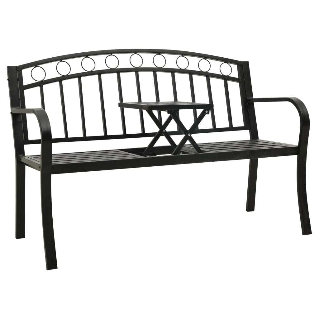 Garden Bench with Table 120 cm Steel Garden Bench with Table 120 cm Steel