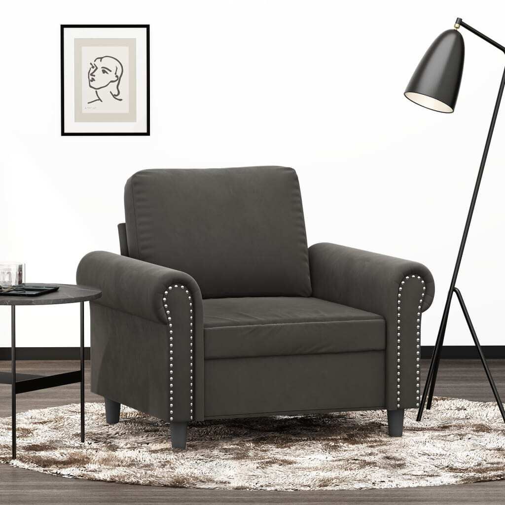 Rantoul Sofa Chair Dark Grey Velvet Rantoul Sofa Chair Dark Grey Velvet