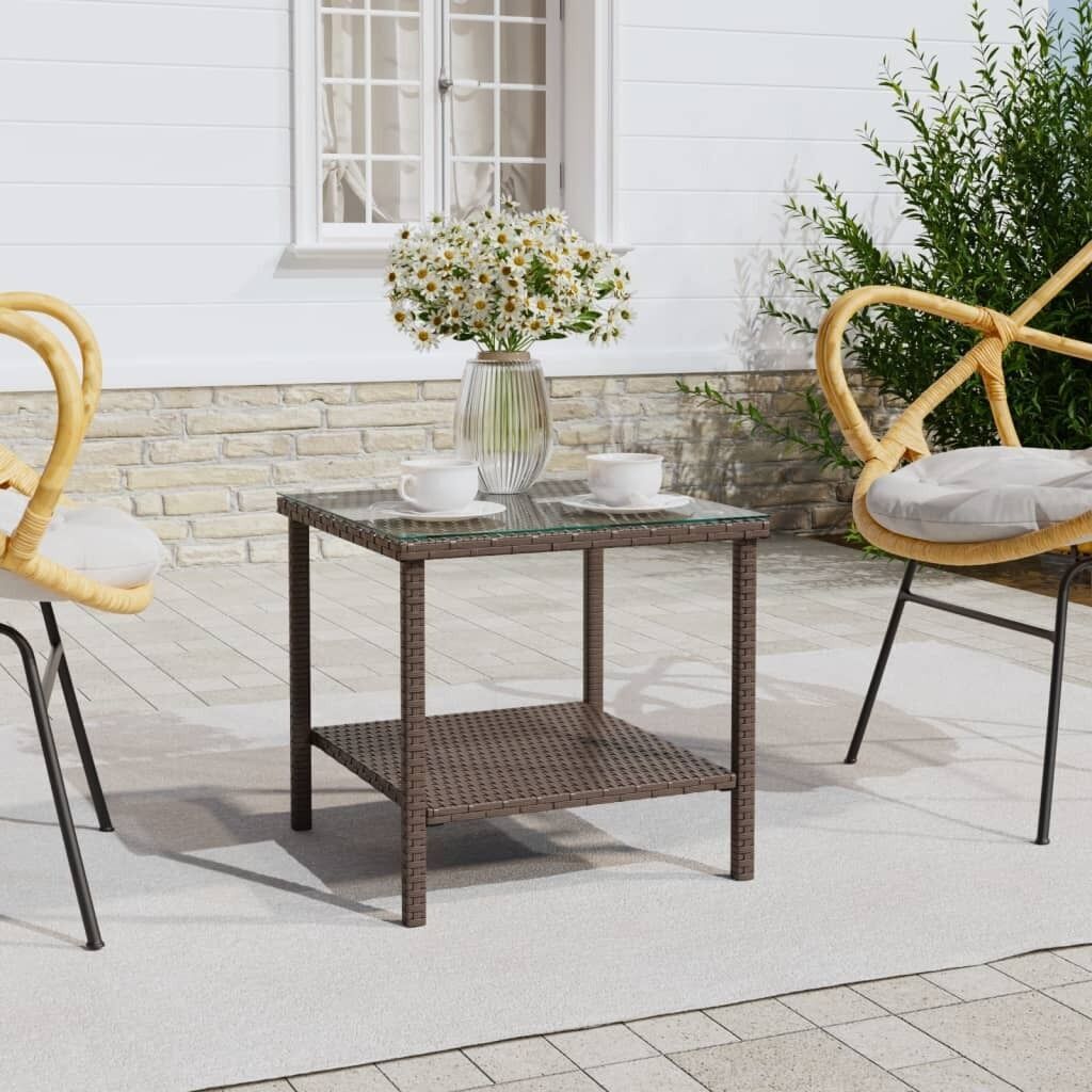 Side Table 45x45x45 cm Poly Rattan and Tempered Glass Side Table 45x45x45 cm Poly Rattan and Tempered Glass