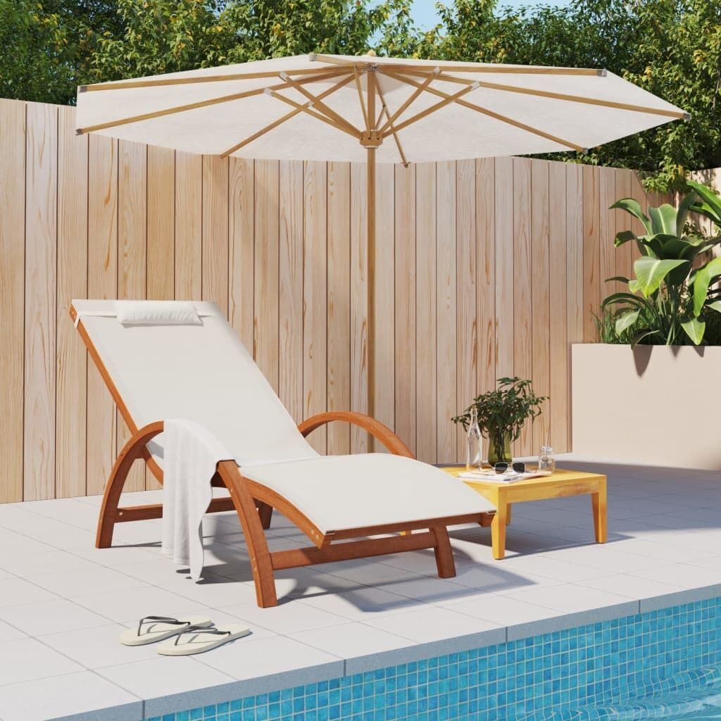 Sun Lounger with Pillow Textilene and Solid Wood Poplar Sun Lounger with Pillow Textilene and Solid Wood Poplar