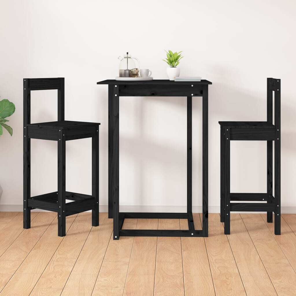 Bar Chairs 2 pcs Black 40x40x78 cm Solid Wood Pine Bar Chairs 2 pcs Black 40x40x78 cm Solid Wood Pine