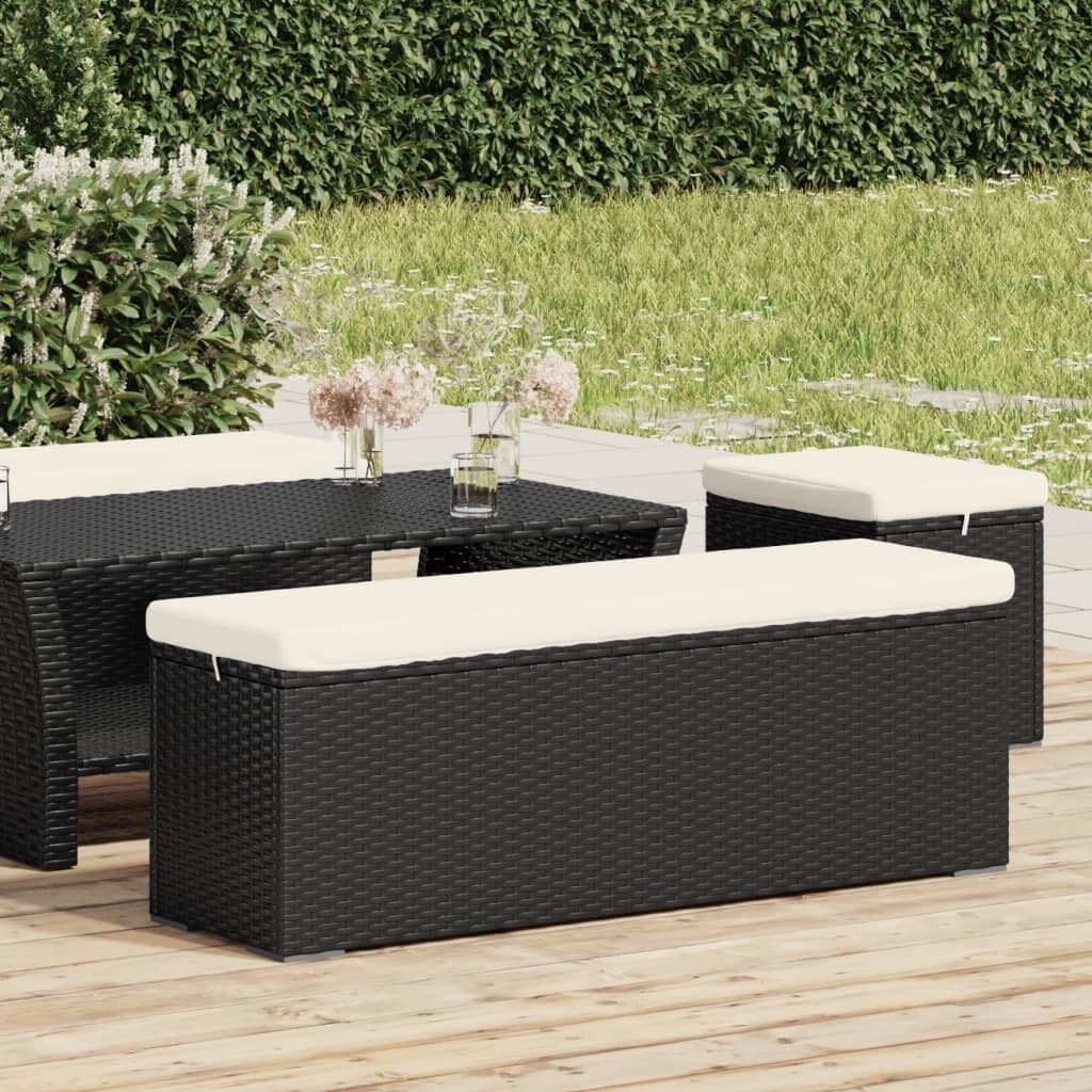 Ottoman Bench with Cushion 110x30x40 cm Poly Rattan Ottoman Bench with Cushion 110x30x40 cm Poly Rattan