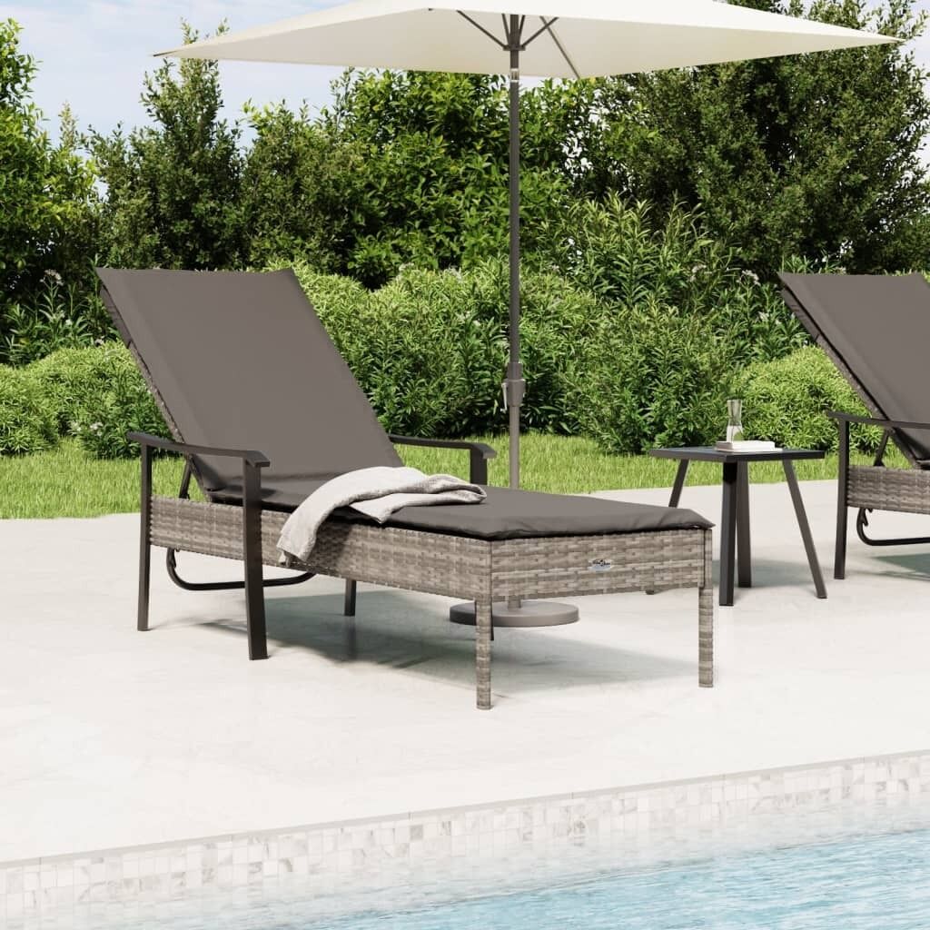 Sun Loungers & Table and Cushions Grey Poly Rattan Sun Loungers & Table and Cushions Grey Poly Rattan