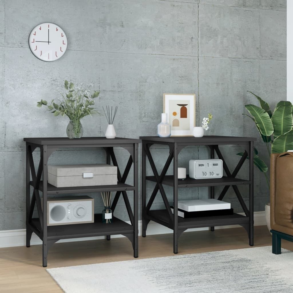 Side Table Black 40x42x50 cm Engineered Wood Side Table Black 40x42x50 cm Engineered Wood