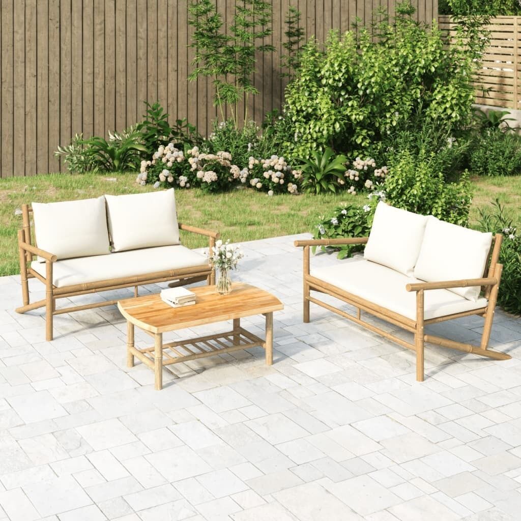 Garden Bench with Cushions Bamboo Garden Bench with Cushions Bamboo