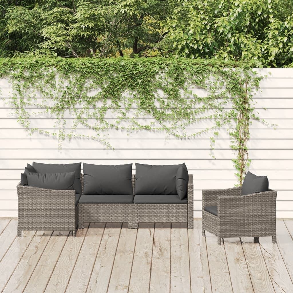 Garden Lounge Set with Cushions Grey Poly Rattan Garden Lounge Set with Cushions Grey Poly Rattan