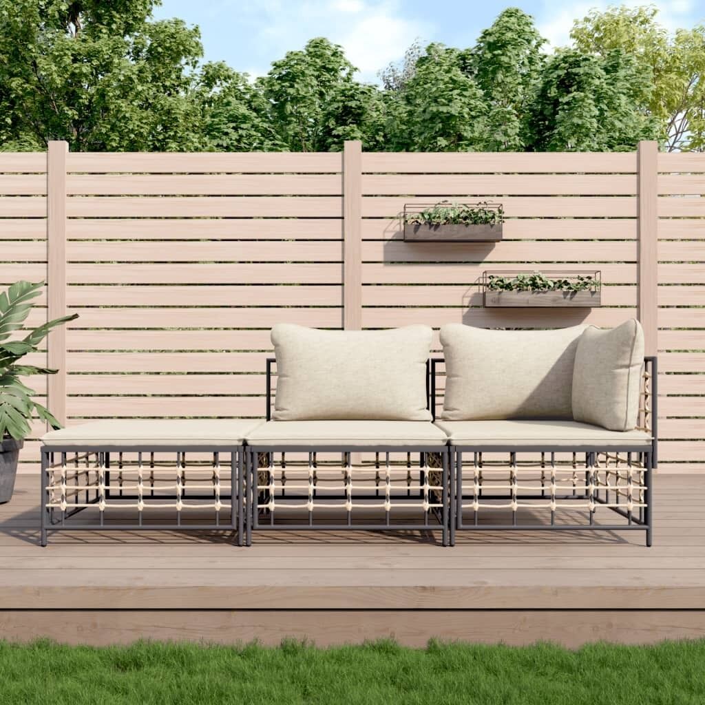 Garden Lounge Set with Cushions Anthracite Poly Rattan Garden Lounge Set with Cushions Anthracite Poly Rattan