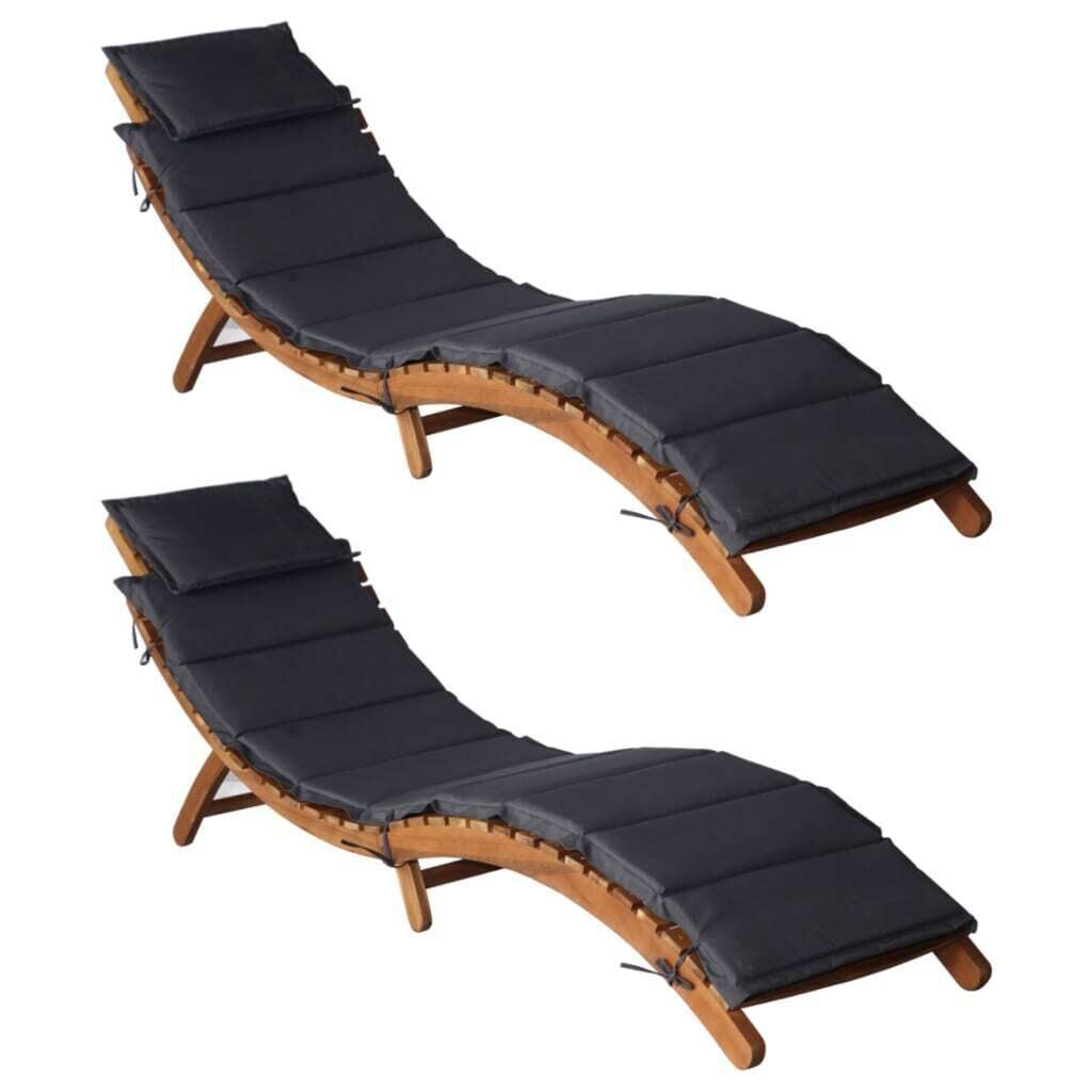 Sun Loungers with Cushions Solid Wood Acacia Sun Loungers with Cushions Solid Wood Acacia