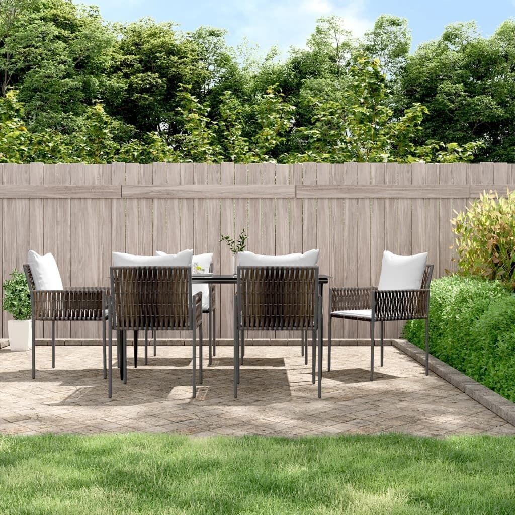 Garden Dining Set with Cushions Poly Rattan and Steel Garden Dining Set with Cushions Poly Rattan and Steel
