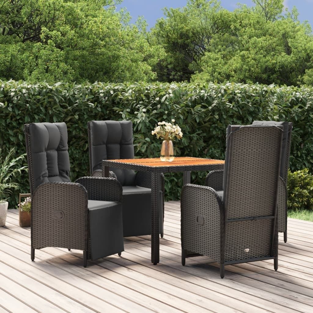 Garden Dining Set with Cushions Black Poly Rattan Garden Dining Set with Cushions Black Poly Rattan