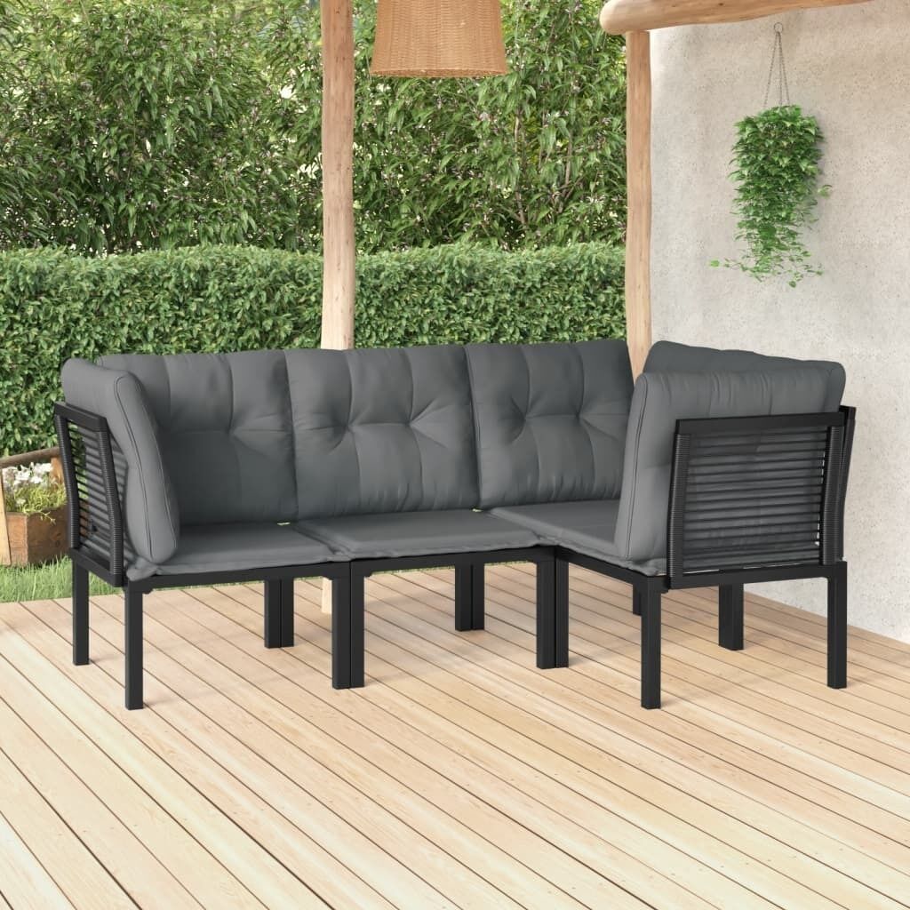 Garden Lounge Set Black and Grey Poly Rattan Garden Lounge Set Black and Grey Poly Rattan
