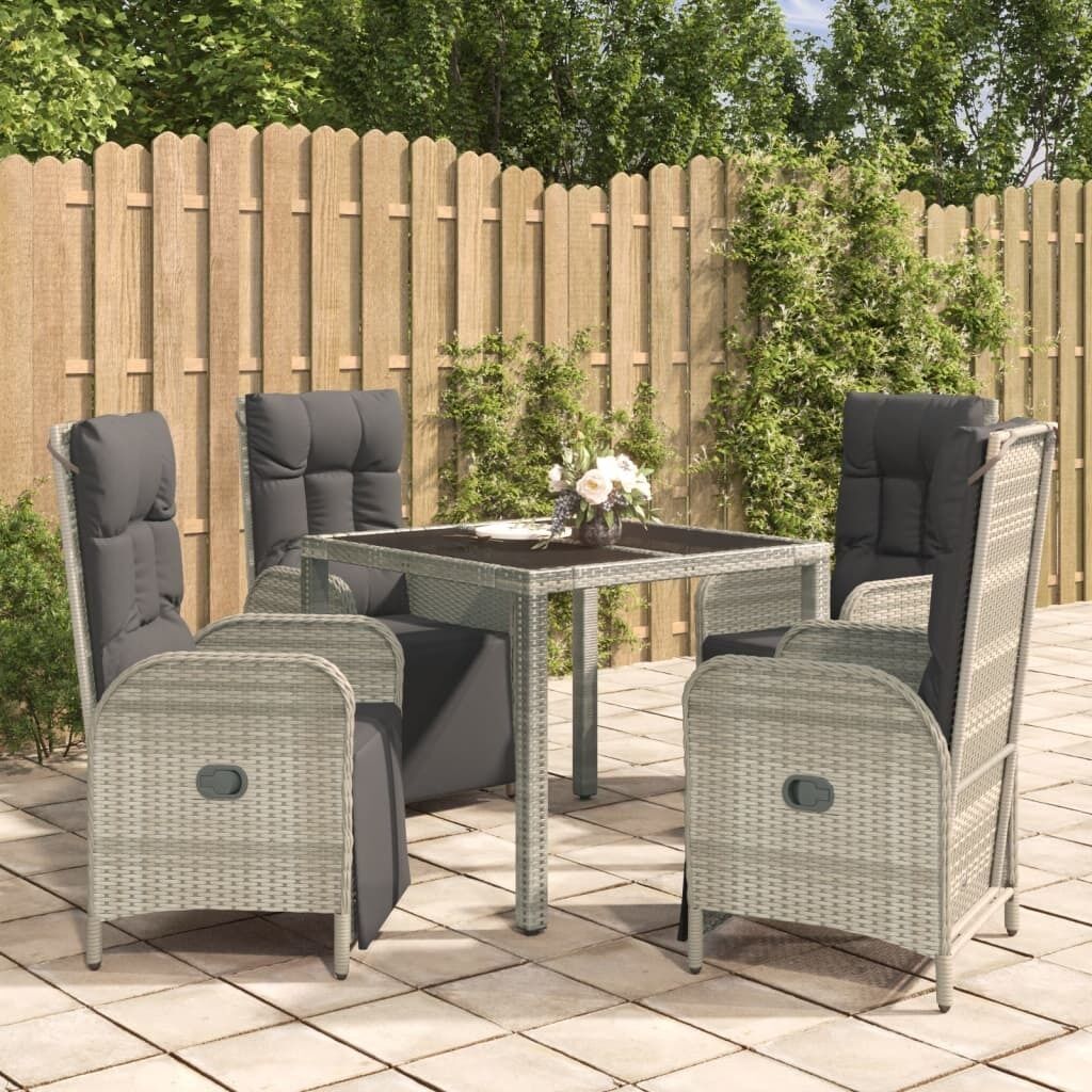 Garden Dining Set with Cushions Grey Poly Rattan Garden Dining Set with Cushions Grey Poly Rattan