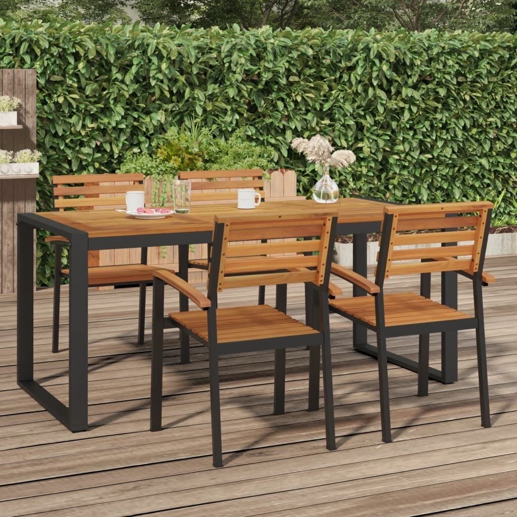 Garden Table with U-shaped Legs Solid Wood Acacia Garden Table with U-shaped Legs Solid Wood Acacia