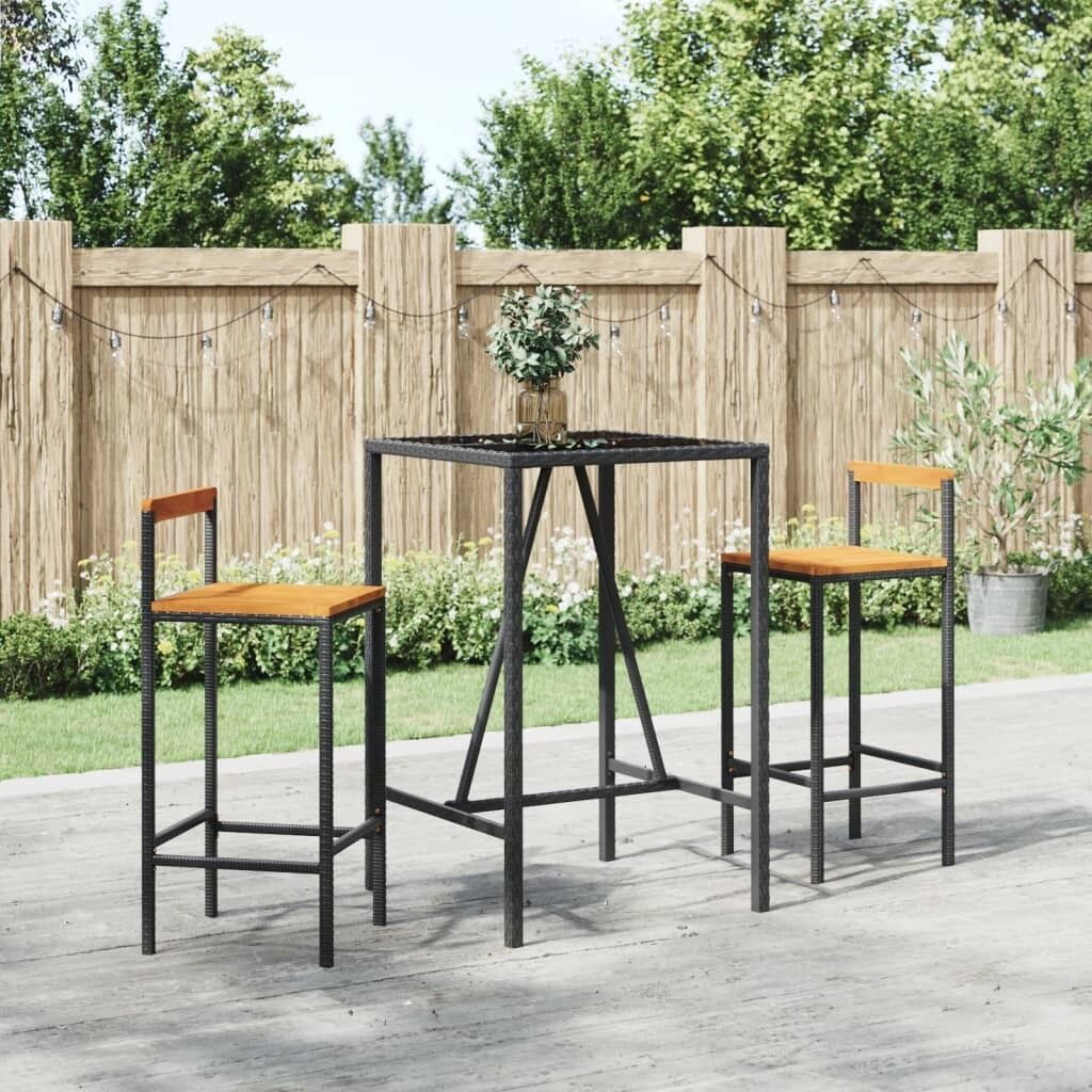 Garden Bar Set Poly Rattan& Solid Wood Acacia Garden Bar Set Poly Rattan& Solid Wood Acacia