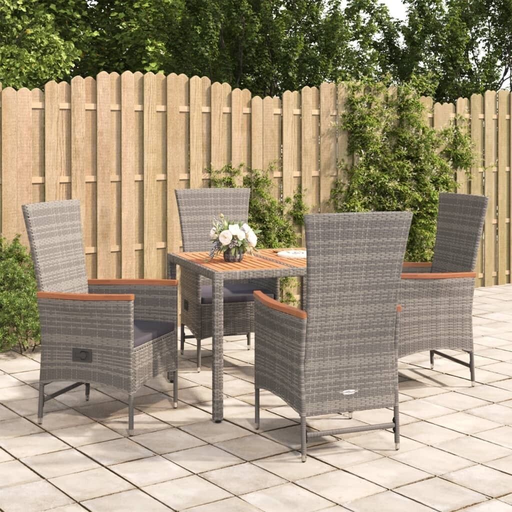 Garden Dining Set with Cushions Grey Poly Rattan Garden Dining Set with Cushions Grey Poly Rattan