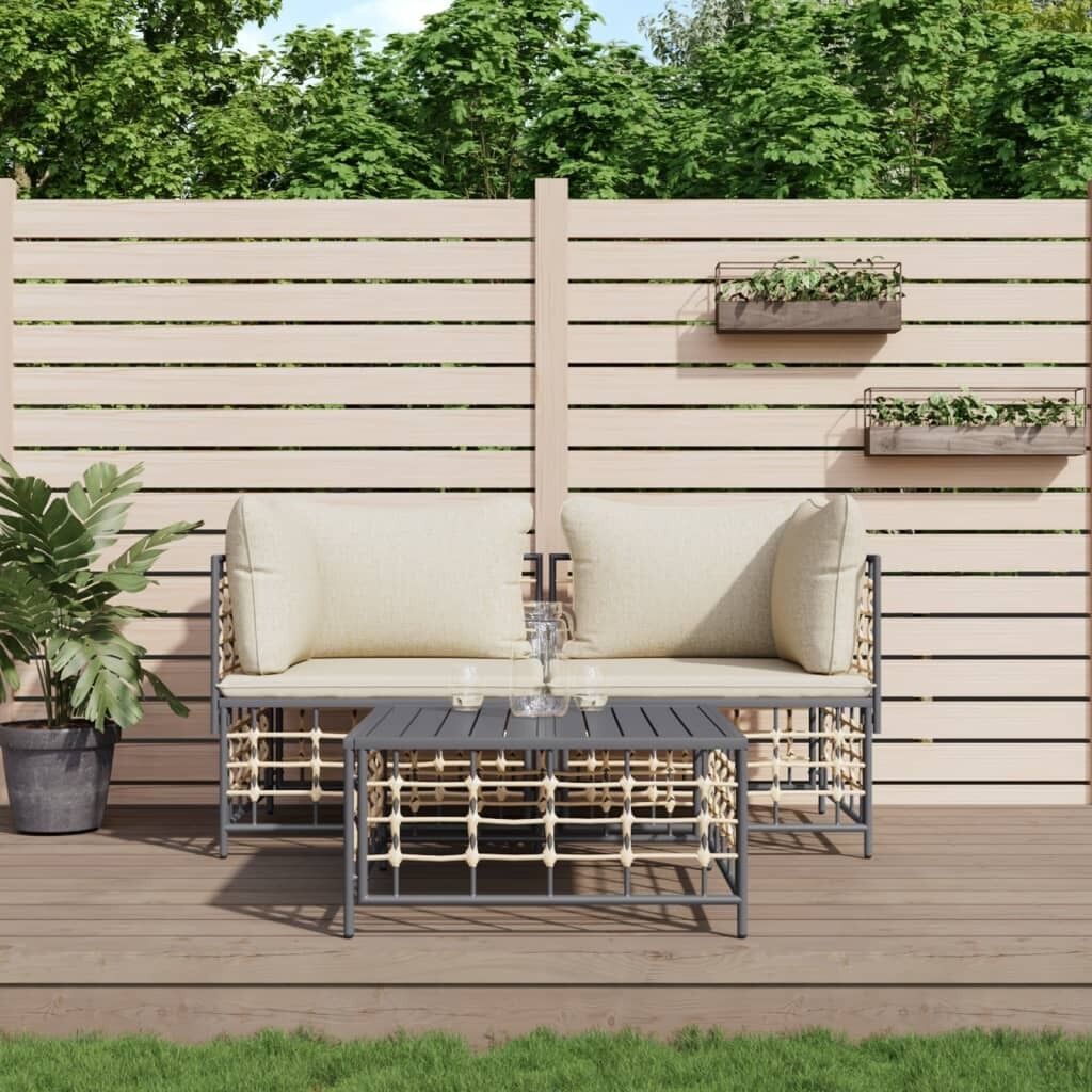 Garden Lounge Set with Cushions Anthracite Poly Rattan Garden Lounge Set with Cushions Anthracite Poly Rattan